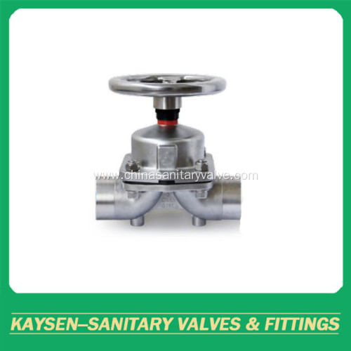 Aseptic diaphragm valve SS handwheel weld